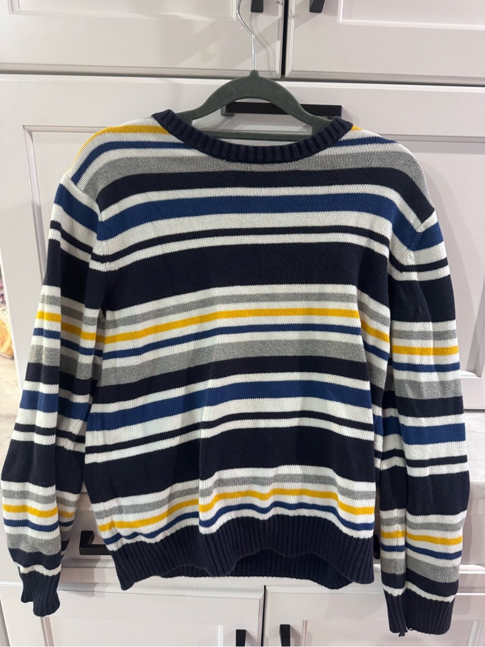 Gymboree Navy, White, Gray & Yellow Striped Knit Sweater